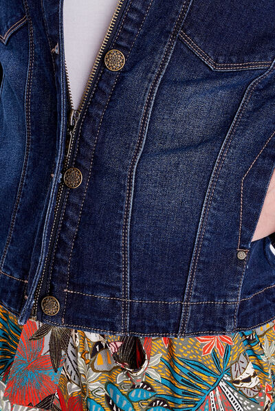 Veste cintrée en jean denim brut femme