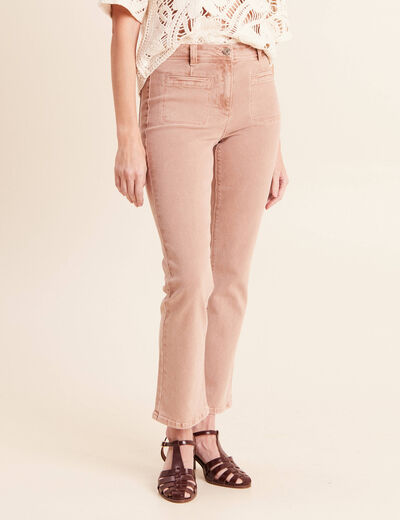 Jean bootcut taille haute marron clair femme