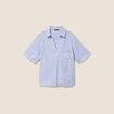 Blouse ample col chemise manches courtes bleu femme