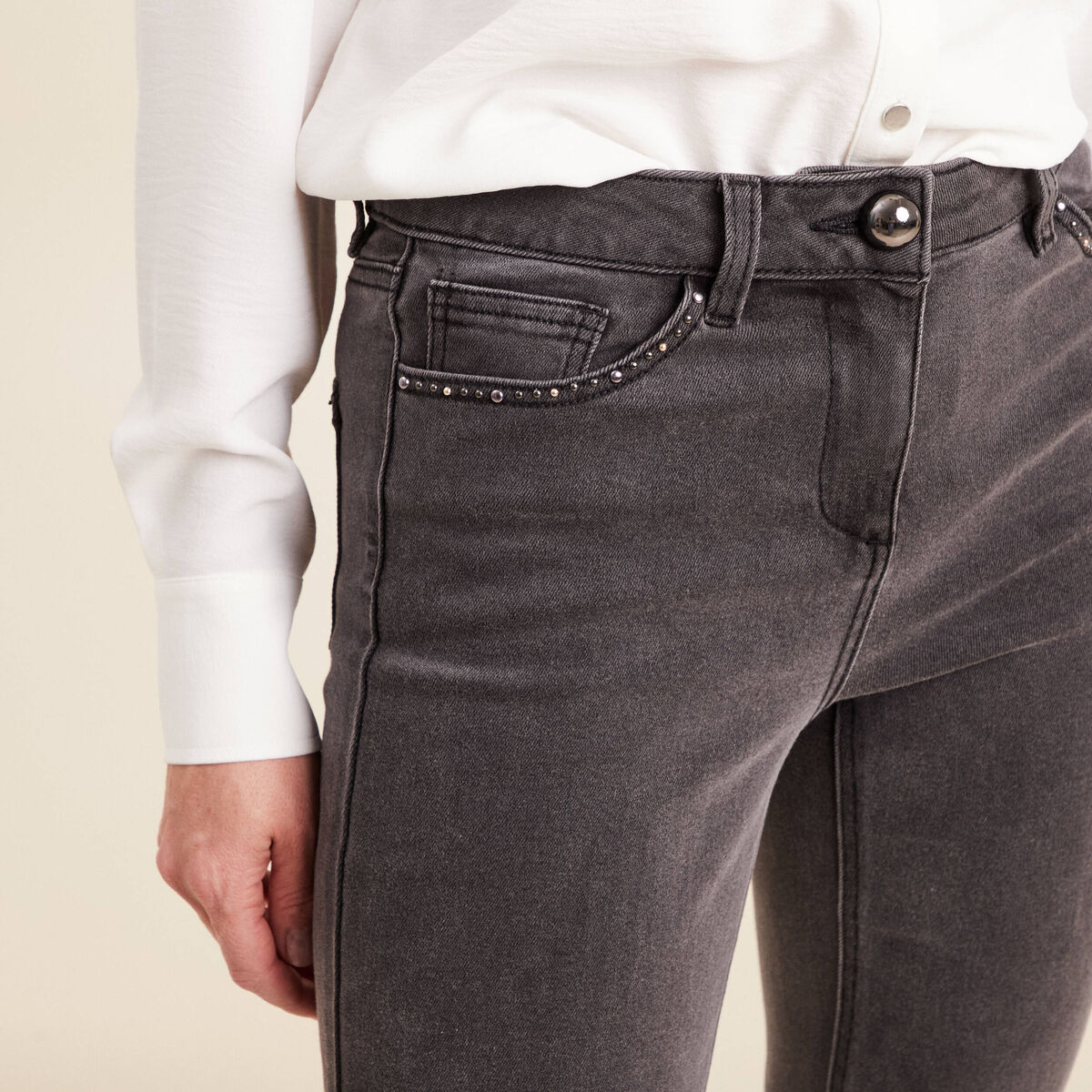 jean bootcut taille standard denim gris femme