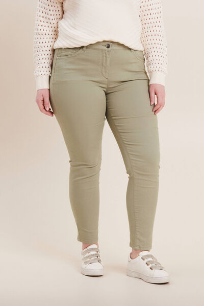 Pantalon léger taille standard 7/8ème vert clair femme