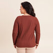 T-shirt manches longues aspect dentelle marron femme