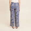Pantalon large taille haute bleu femme