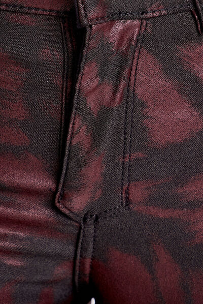 Pantalon ajusté réversible rouge femme