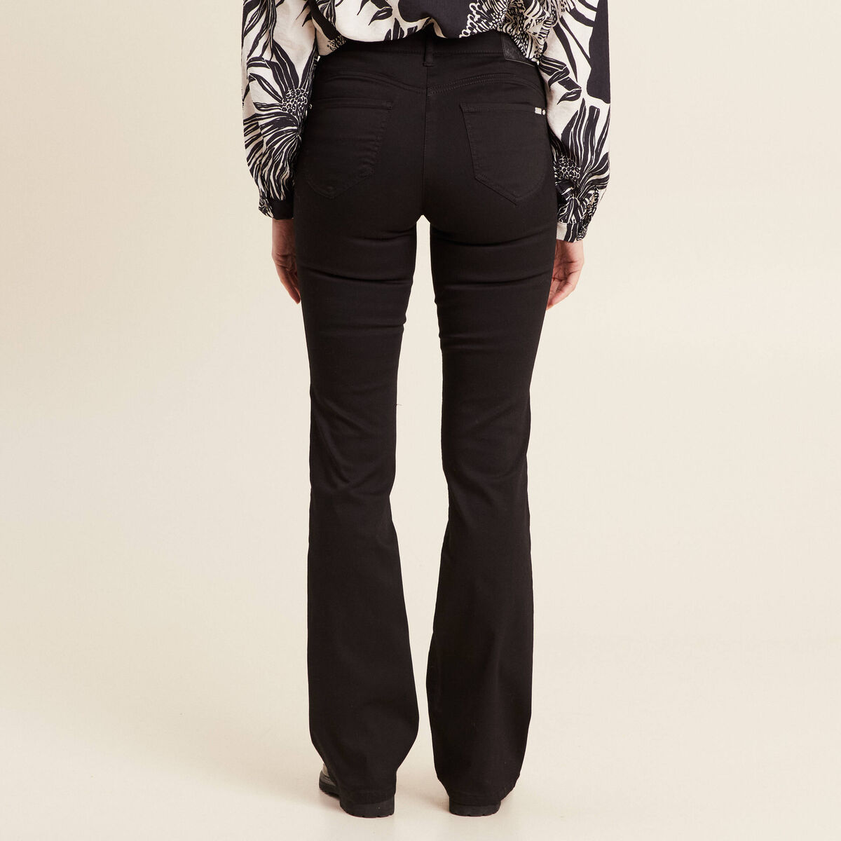 Pantalon léger bootcut taille basculée noir femme