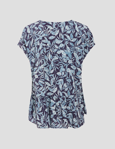 Blouse manches courtes bleu marine femme
