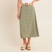 Jupe longue évasée ceinture amovible vert kaki femme
