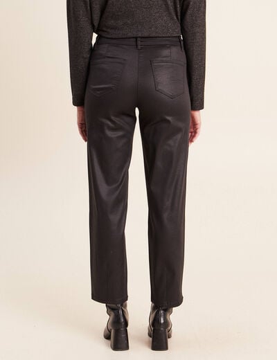 Pantalon enduit noir femme