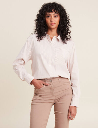 Chemise manches longues beige femme