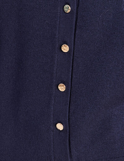 Gilet manches longues col rond bleu marine femme
