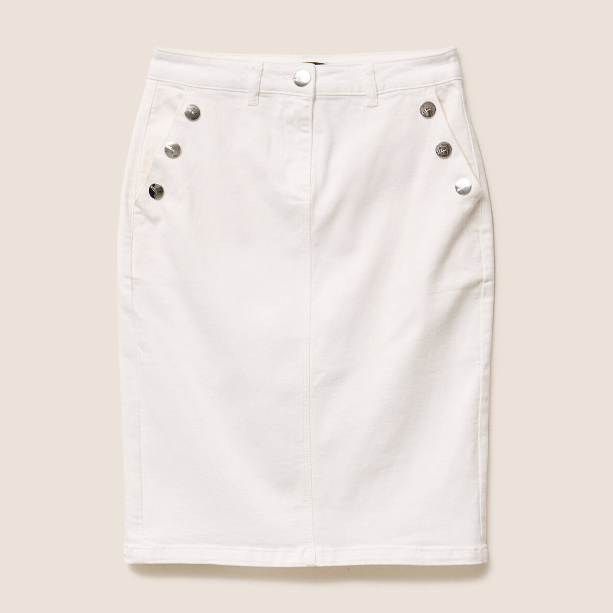 Jupe droite longueur genou blanc femme