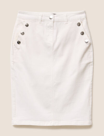 Jupe droite longueur genou blanc femme