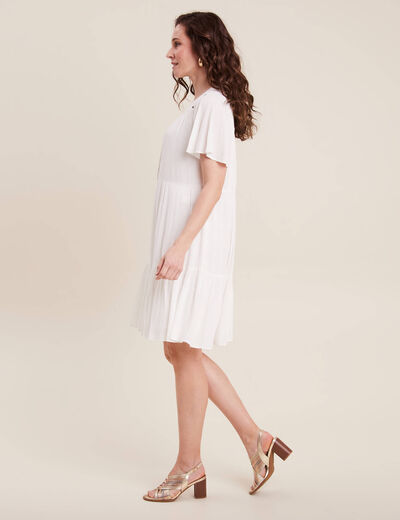 Robe évasée oeillets et clous ecru femme
