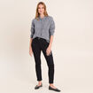 Gilet avec d&eacute;tails au col gris fonc&eacute; femme