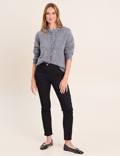 Gilet avec d&eacute;tails au col gris fonc&eacute; femme