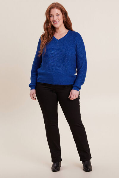 Jean droit effet gainant denim noir femme
