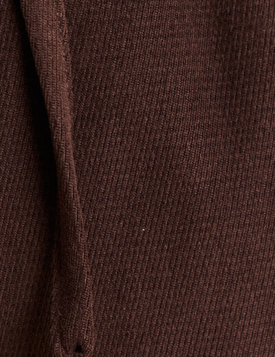 Jogging boyfriend 7/8&egrave;me en velours marron fonc&eacute; femme