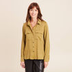 Chemise droite mi-longue fluide vert olive femme