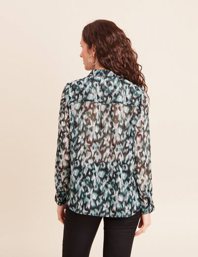 Chemise manches longues en voile vert femme
