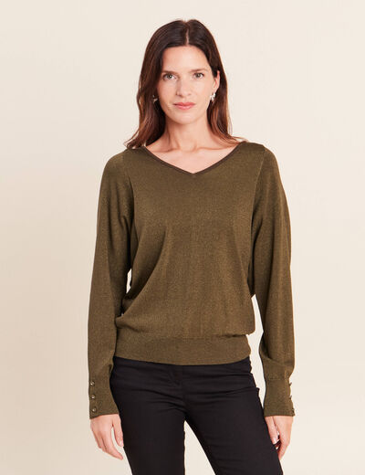 Pull manches longues vert kaki femme
