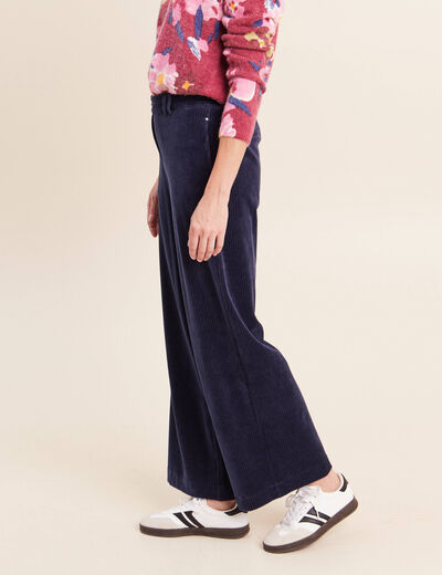 Pantalon en velours bleu marine femme