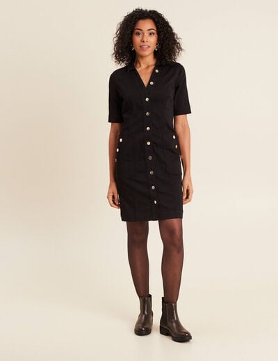 Robe droite en jean noir femme