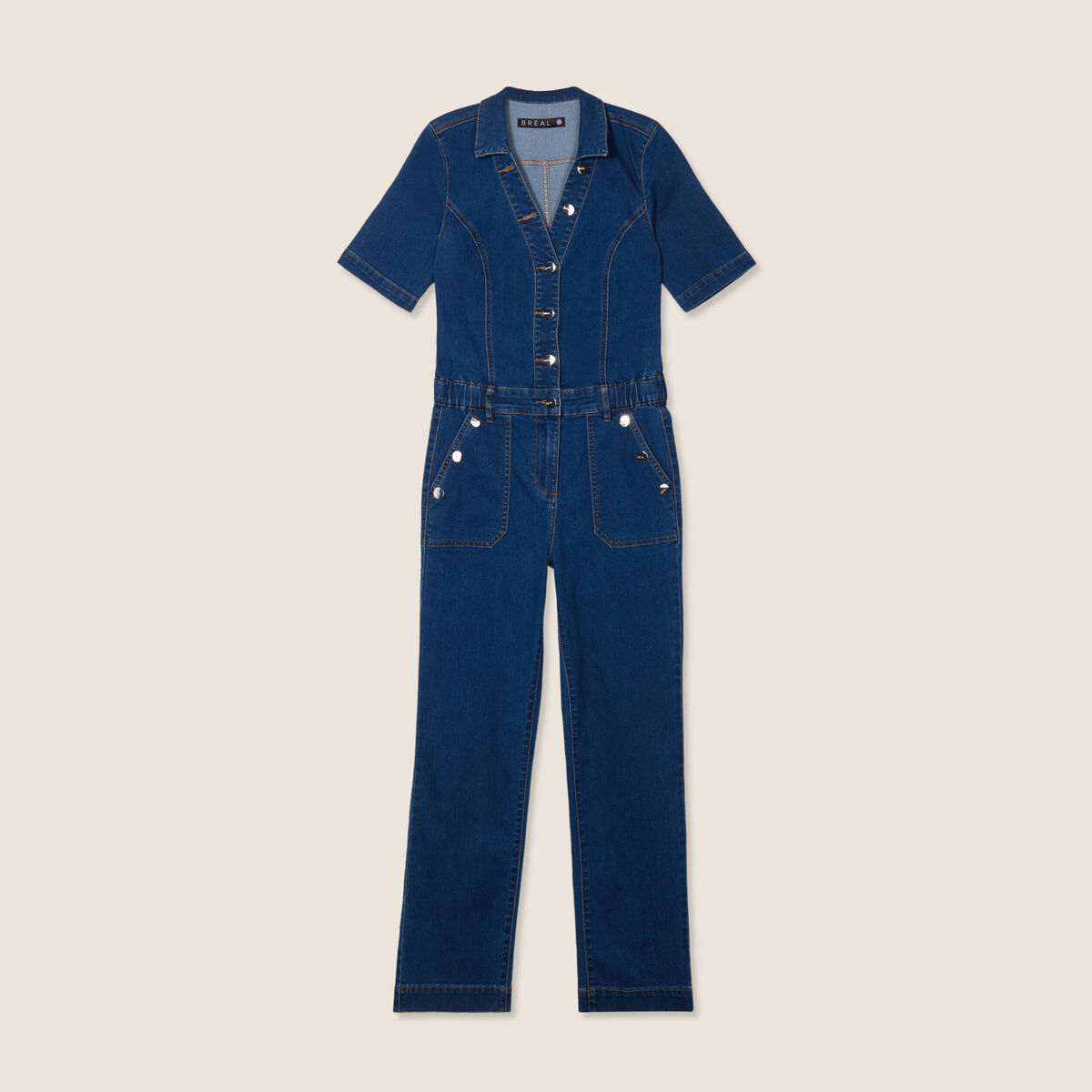 Combinaison pantalon en jean denim stone femme