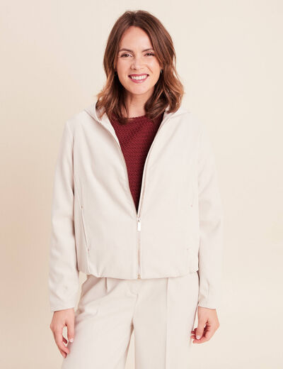 Veste zipp&eacute;e avec capuche sable femme