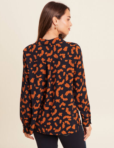 Chemise manches longues marron cognac femme