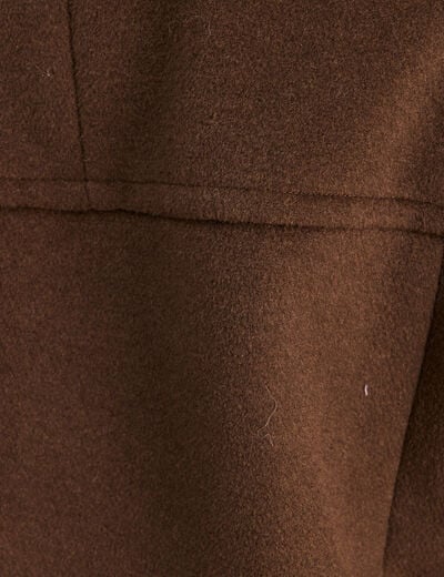 Manteau manches longues col fourrure vert kaki femme