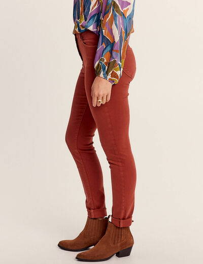 Jean magique ajusté taille standard marron cognac femme
