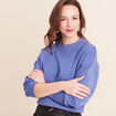 Pull droit col rond manches longues bleu femme
