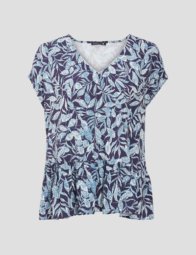 Blouse manches courtes bleu marine femme