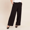 Pantalon coupe large taille haute maille noir femme