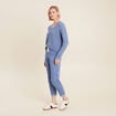 Pull manches longues col en V bleu ciel femme