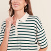 Polo ample col chemise vert femme