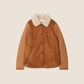Blouson suédine boutonné camel femme