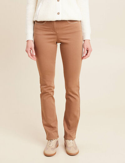 Pantalon droit taille haute taupe femme