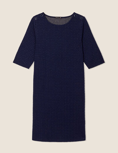 Robe droite manches 3/4 bleu marine femme