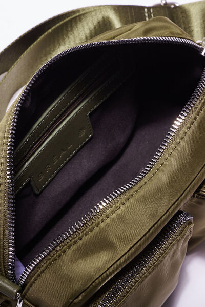 Sac satiné avec poches vert kaki femme