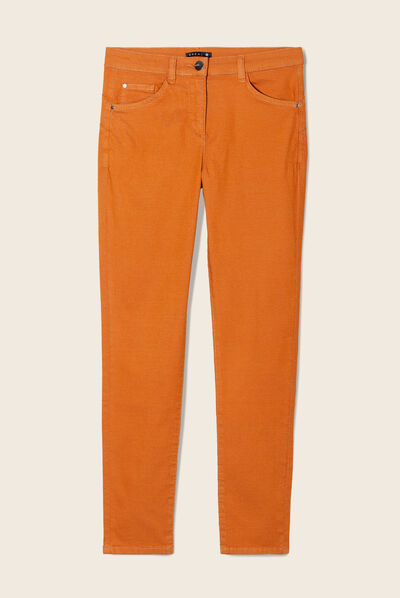 Pantalon léger taille standard 7/8ème orange foncé femme