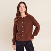 Gilet col rond marron fonc&eacute; femme