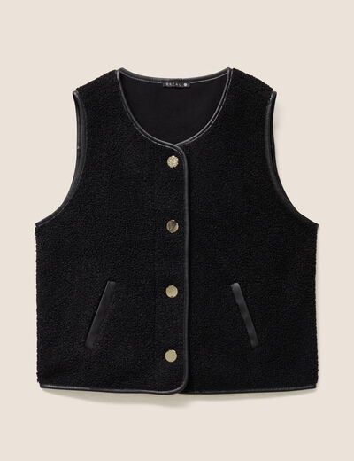 Gilet sans manches sans col noir femme