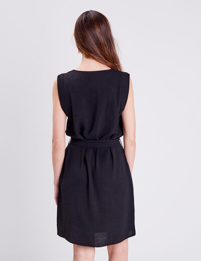 Robe droite ceinturée noir femme