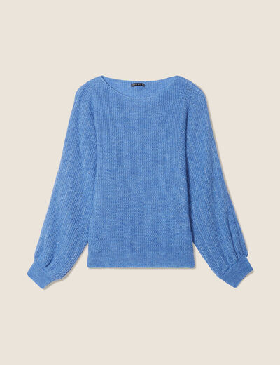 Pull manches longues bleu femme