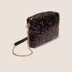 Sac en bandouli&egrave;re &agrave; sequins marron cognac femme