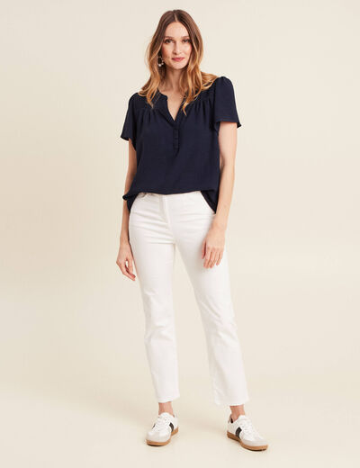 Blouse manches courtes bleu marine femme