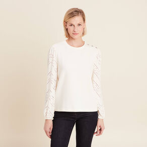 Sweat manches longues ecru femme