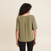 Blouse manches 3/4 vert kaki femme