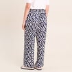 Pantalon large taille haute bleu femme